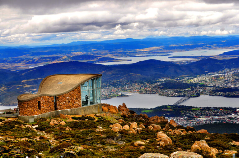 AT the summit of Mount wellington overlooking Hobart
