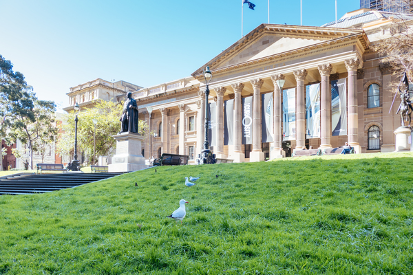 The front view of the state Library of Victoria