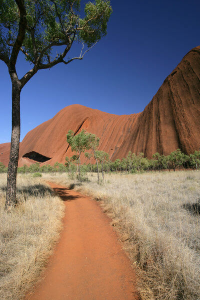 A walking path that leads around Uluru or Ayers Rock in Australia.