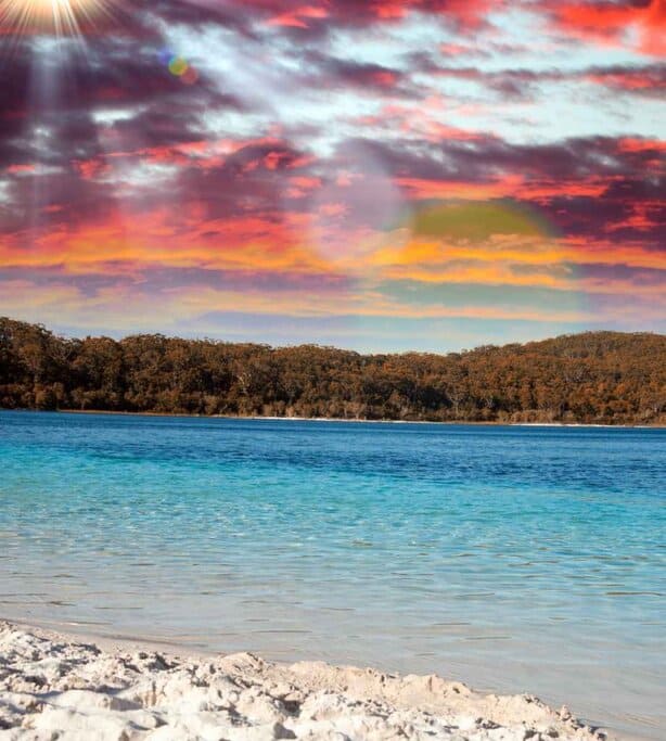 Beautiful waters of Lake McKenzie at dusk. Fraser Island, Australia.